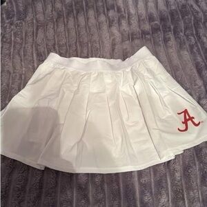 Elegant White Skater Skirt with Red Accent